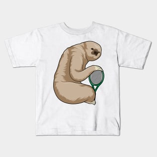 Sloth at Tennis with Tennis racket Kids T-Shirt